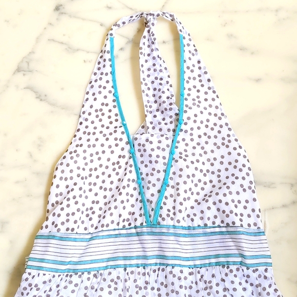 NWOT. Limited Too 100% Cotton Lined Sleeveless/Ruffle Dress w/polka dot & stripe - Picture 3 of 6